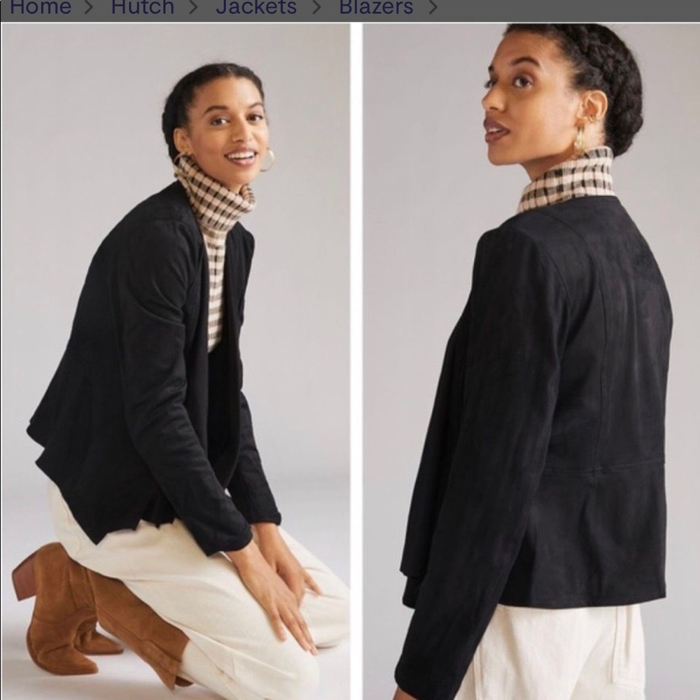 NWT Anthropology Faux Suede Jacket-Black-Size XS
